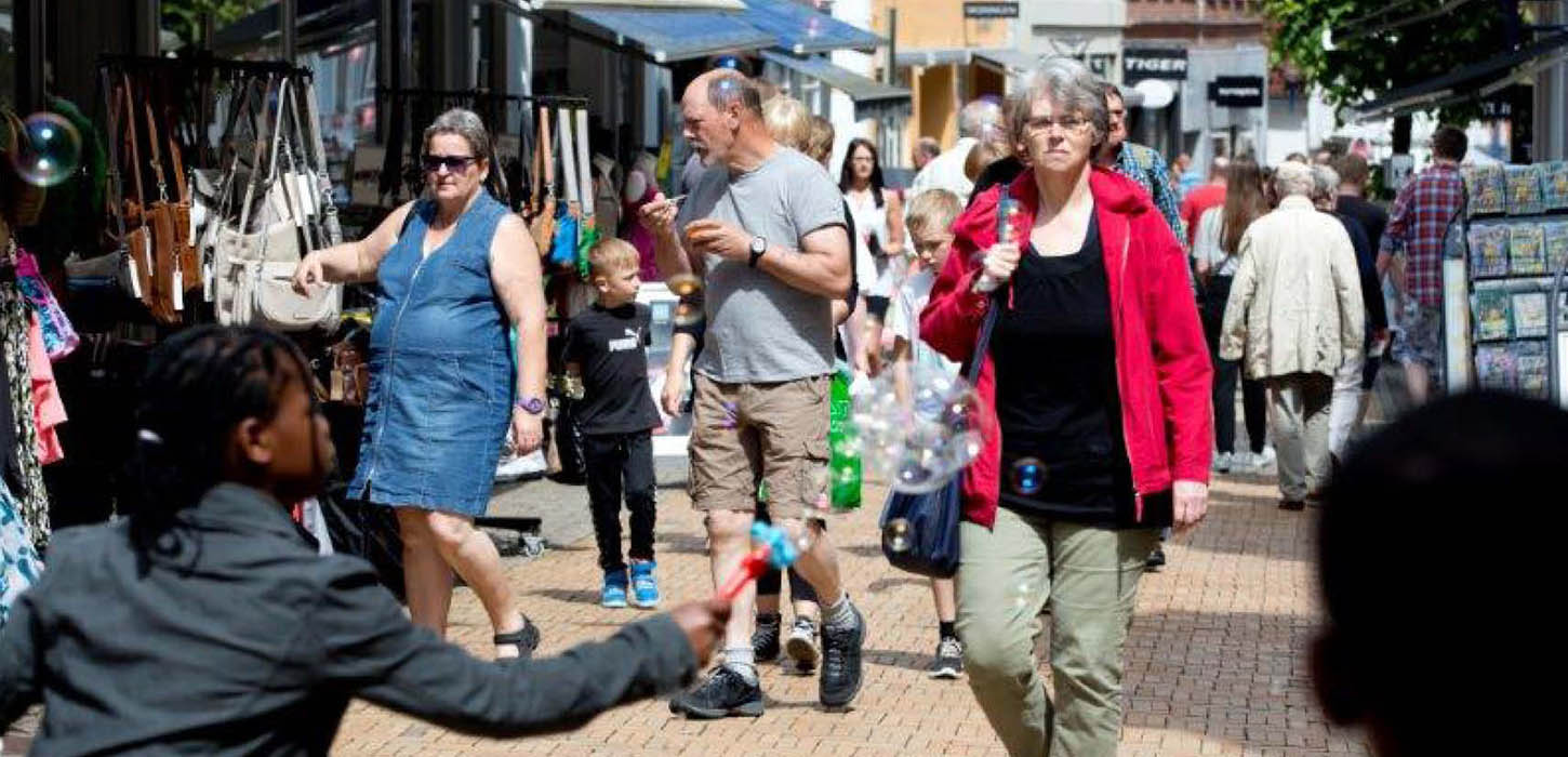Byliv i gågaden i Aabenraa