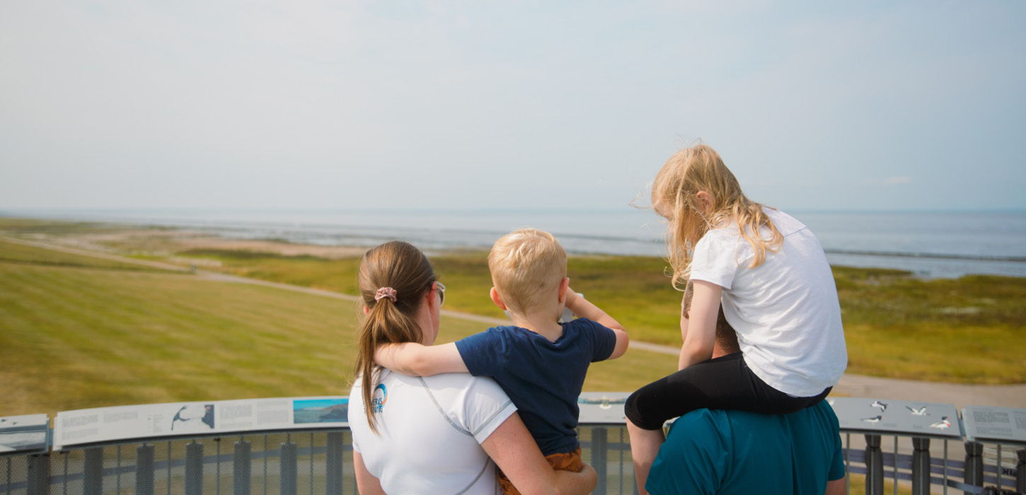 Børnefamilie på toppen af Vidåslusen