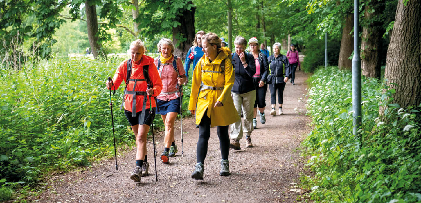 Gruppe af personer vandrer på Marskstien