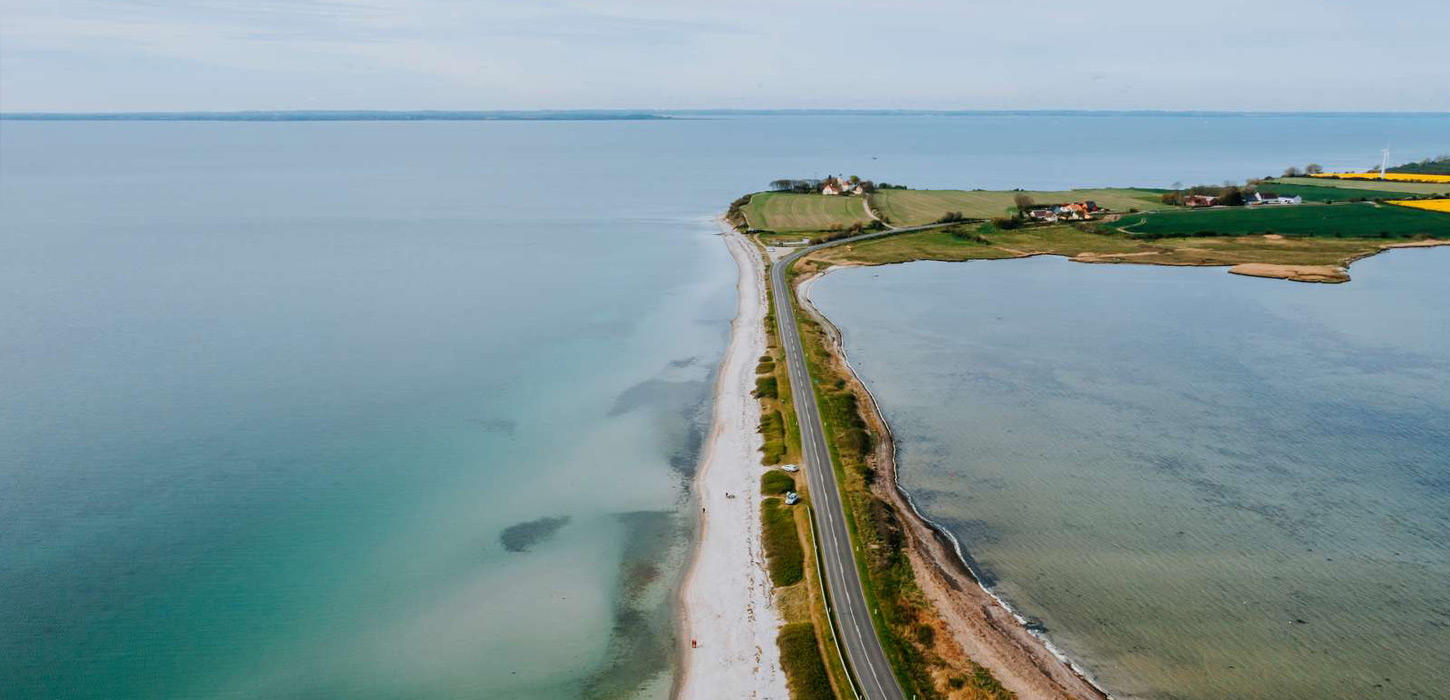 Luftfoto af vejen til Kegnæs