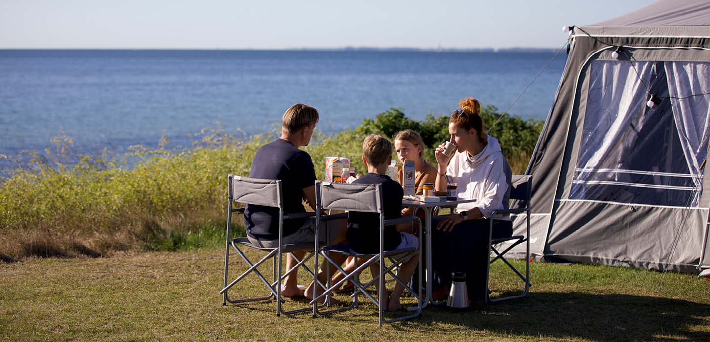 Familie på camping i Sønderjylland